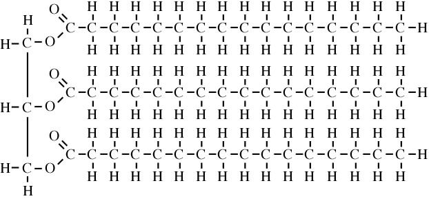 Obecný vzorec triglyceridu.